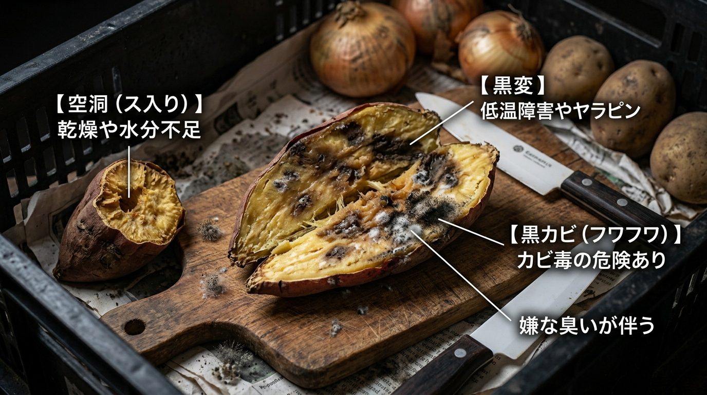 さつまいもに空洞や黒カビを発見!切り落とす基準と注意点を解説