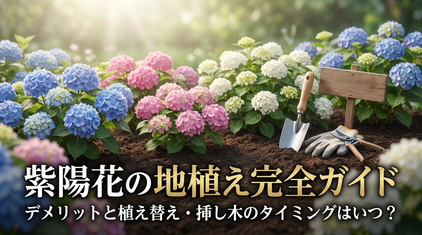 紫陽花の地植え完全ガイド｜デメリットと植え替え・挿し木のタイミングはいつ？