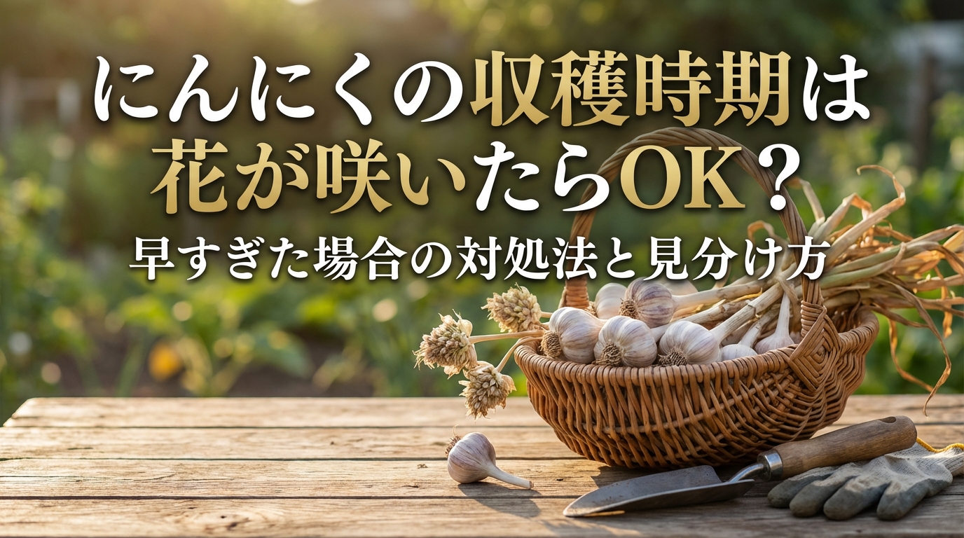 にんにくの収穫時期は花が咲いたらOK？早すぎた場合の対処法と見分け方