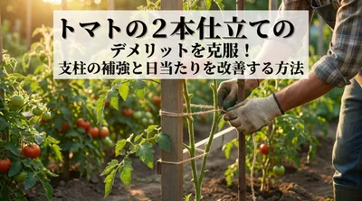 トマトの2本仕立てのデメリットを克服！支柱の補強と日当たりを改善する方法