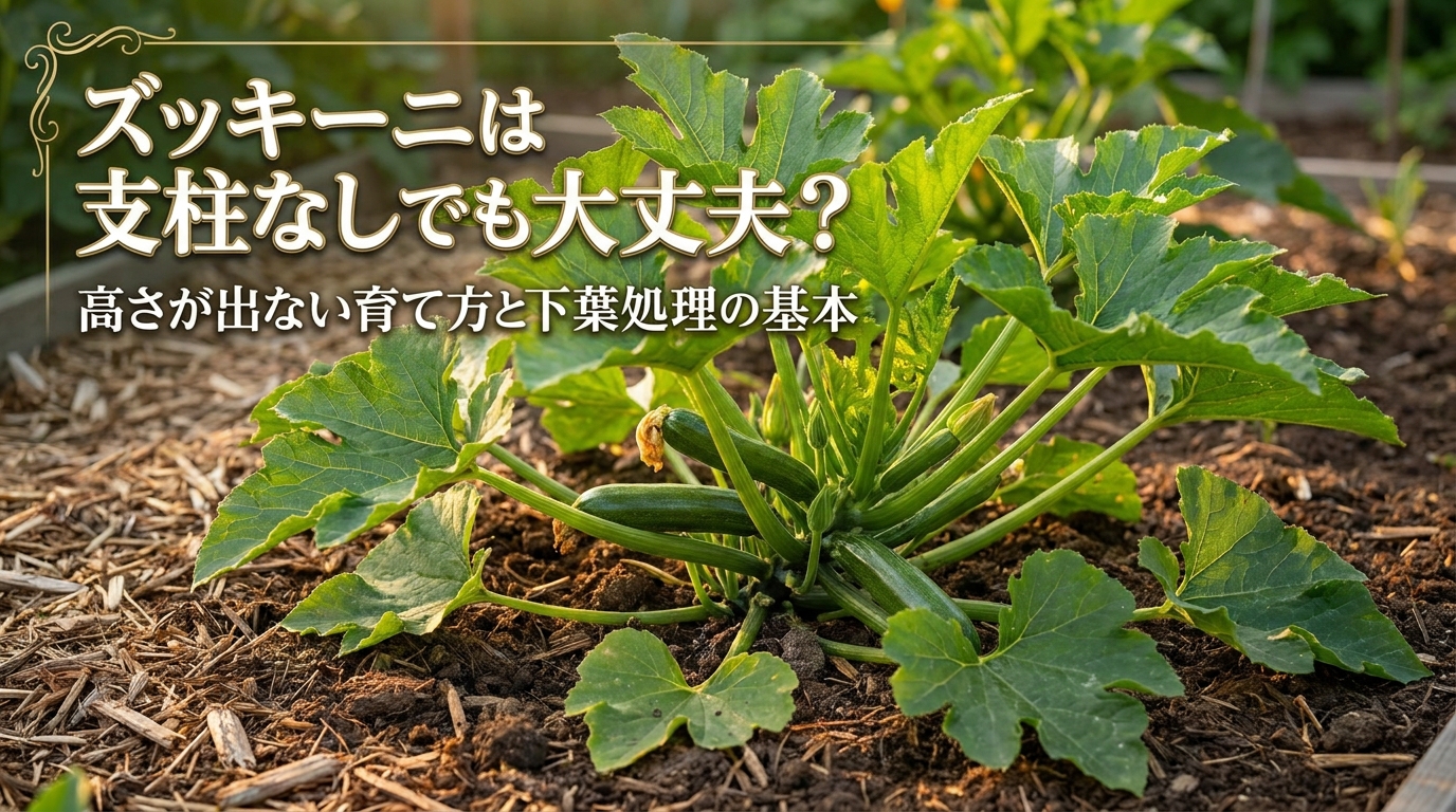 ズッキーニは支柱なしでも大丈夫？高さが出ない育て方と下葉処理の基本