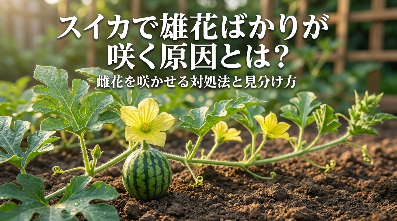 スイカで雄花ばかりが咲く原因とは?雌花を咲かせる対処法と見分け方?
